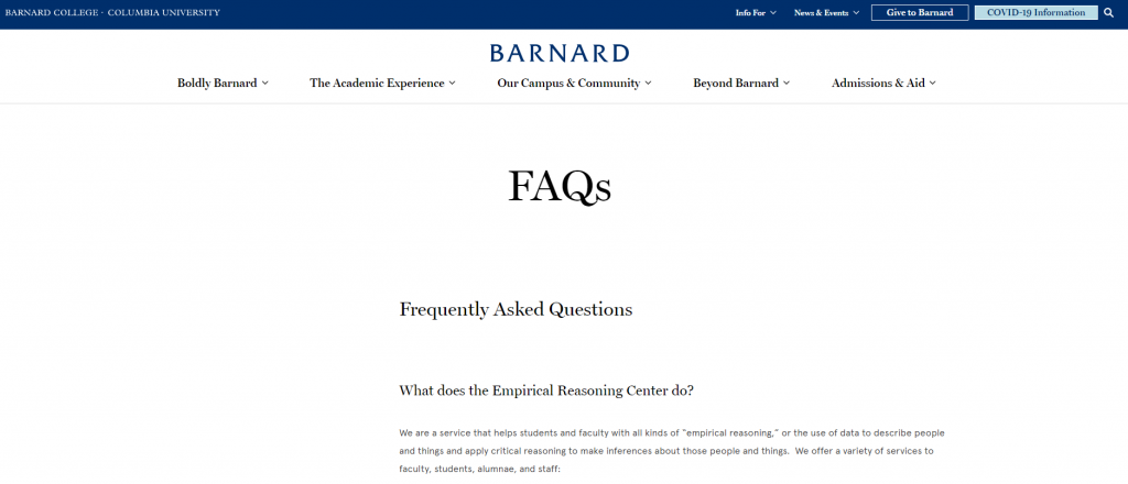 page de FAQ